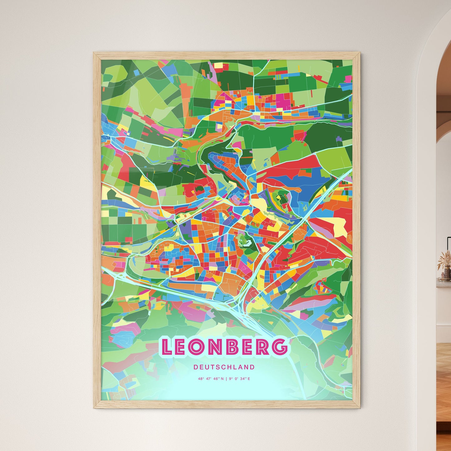 Colorful LEONBERG GERMANY Fine Art Map Crazy Colors