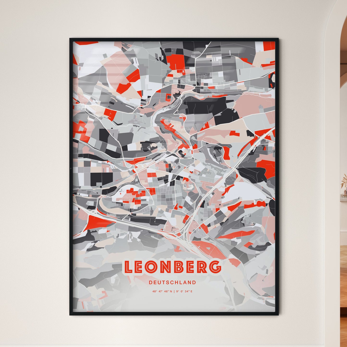 Colorful LEONBERG GERMANY Fine Art Map Modern