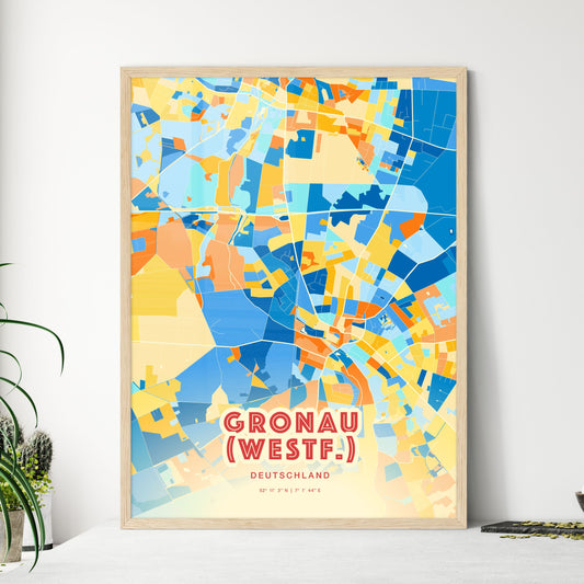 Colorful GRONAU (WESTF.) GERMANY Fine Art Map Blue Orange