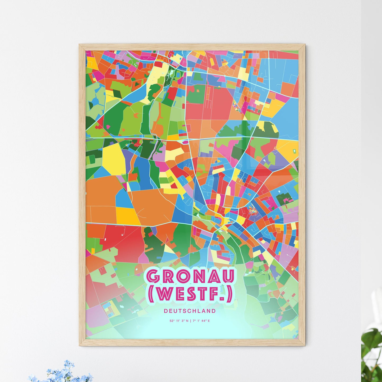 Colorful GRONAU (WESTF.) GERMANY Fine Art Map Crazy Colors