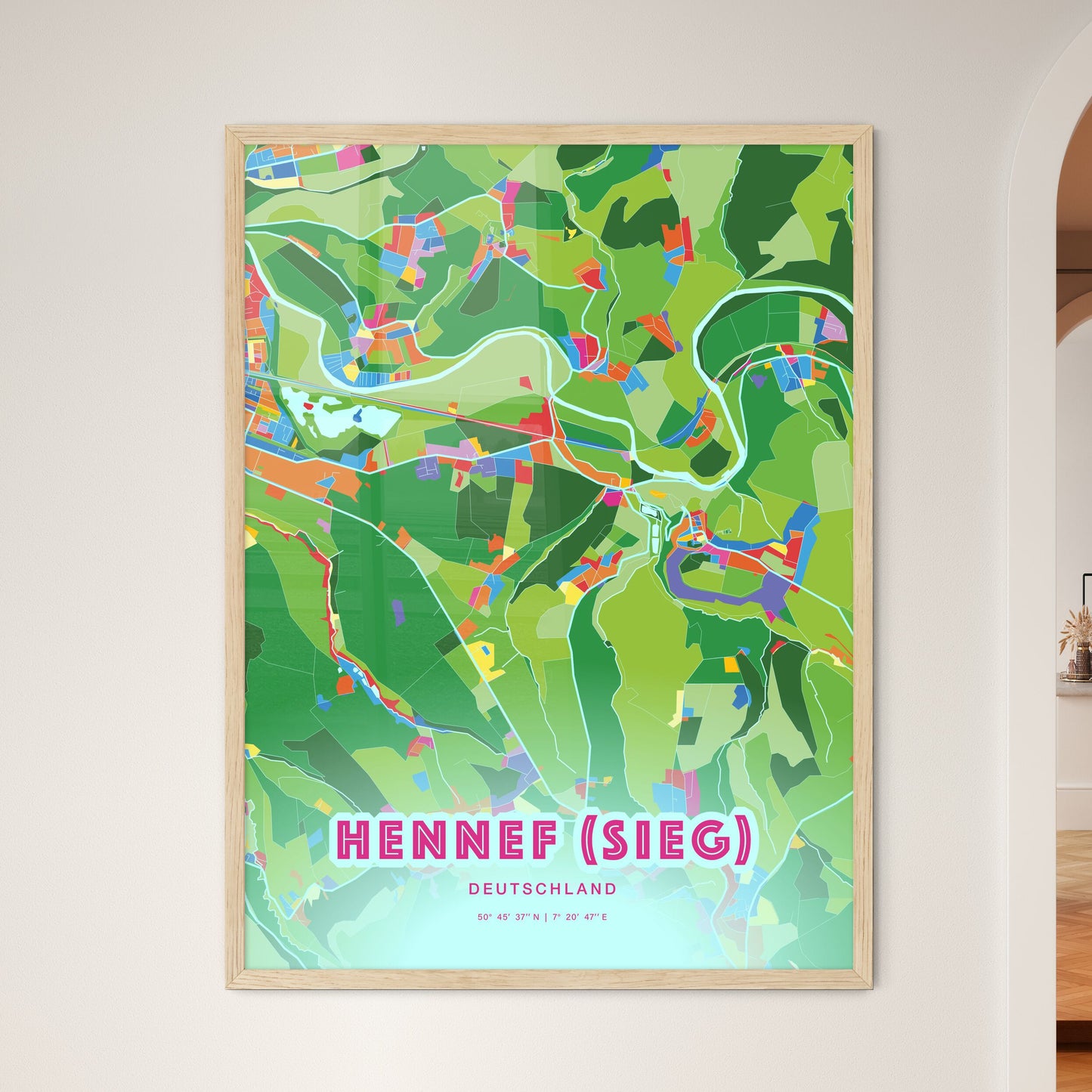 Colorful HENNEF (SIEG) GERMANY Fine Art Map Crazy Colors