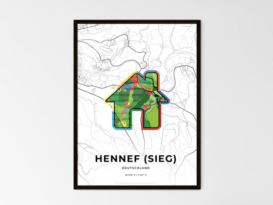 Hennef (Sieg) Germany wedding art map with home icon
