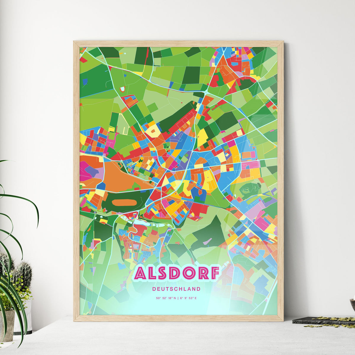 Colorful ALSDORF GERMANY Fine Art Map Crazy Colors