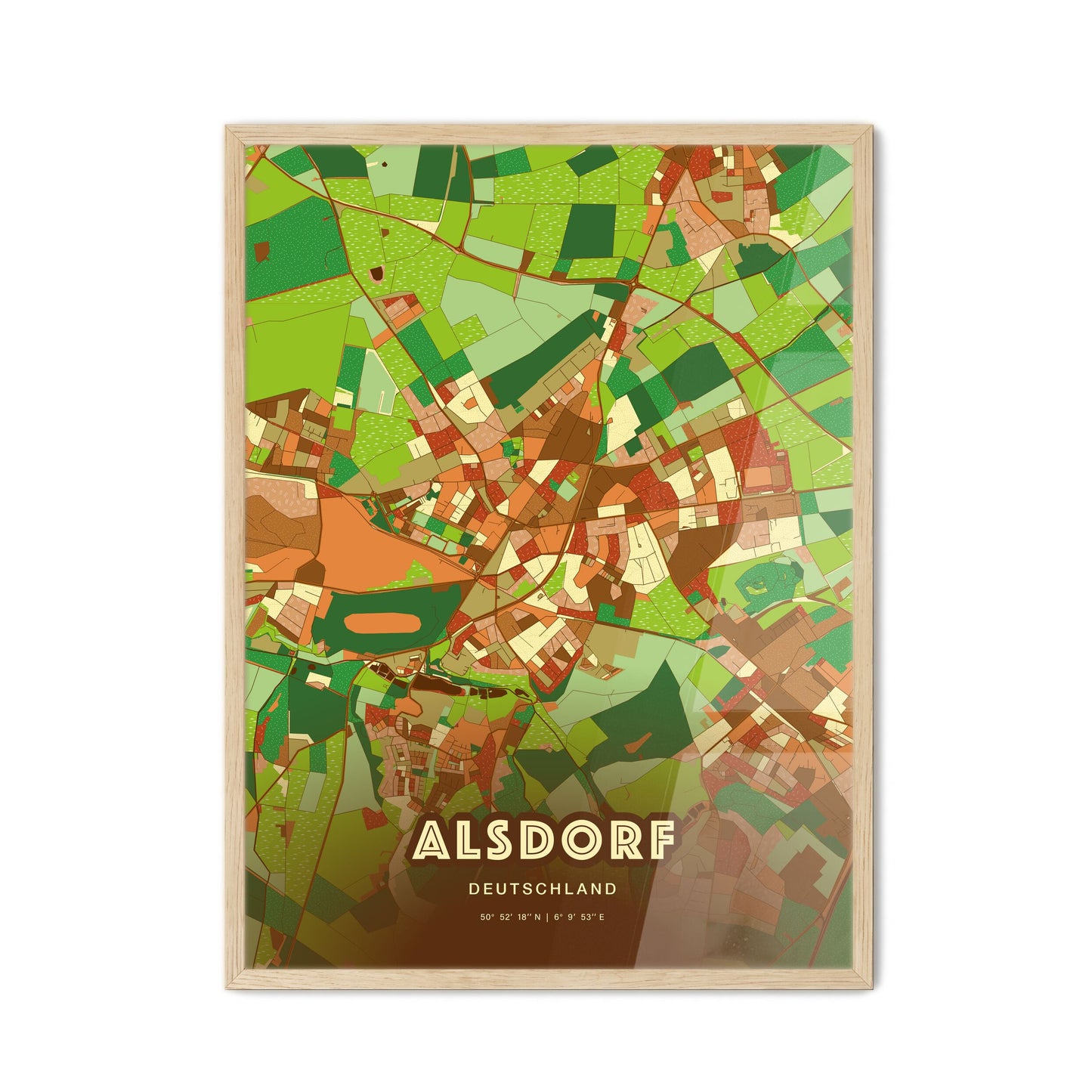 Colorful ALSDORF GERMANY Fine Art Map Farmhouse