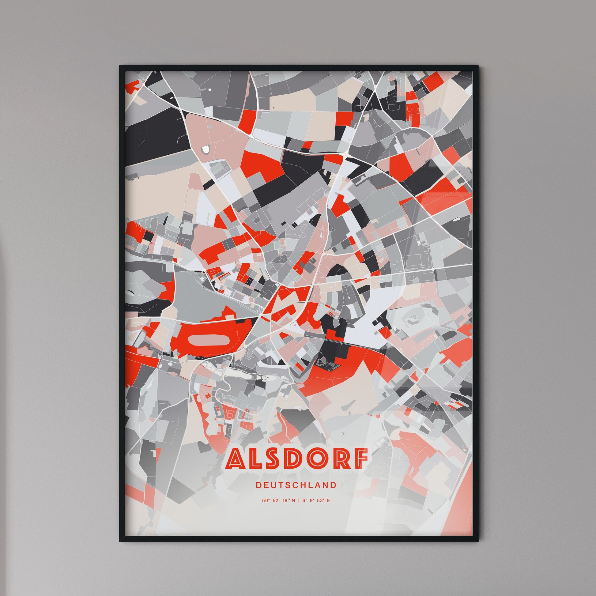 Colorful ALSDORF GERMANY Fine Art Map Modern