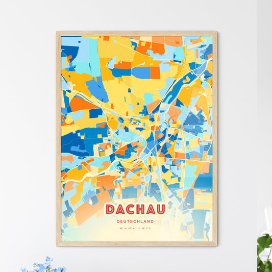 Colorful DACHAU GERMANY Fine Art Map Blue Orange