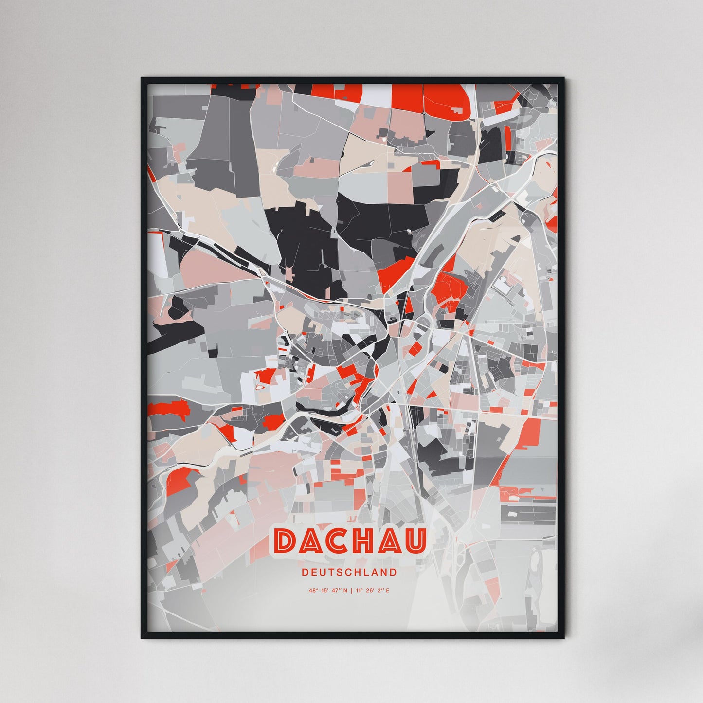 Colorful DACHAU GERMANY Fine Art Map Modern