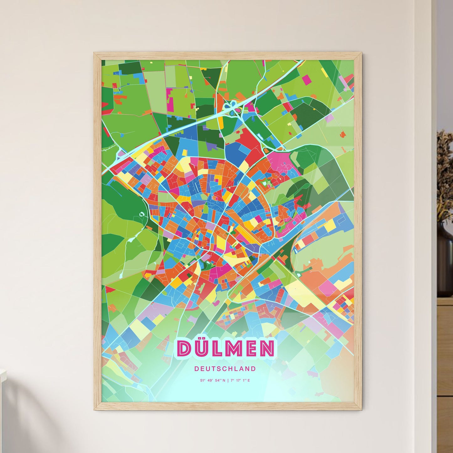 Colorful DULMEN GERMANY Fine Art Map Crazy Colors