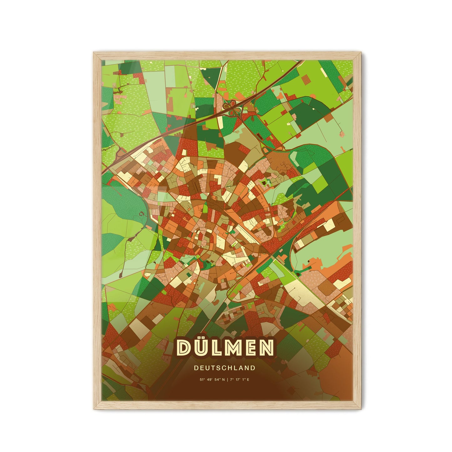 Colorful DULMEN GERMANY Fine Art Map Farmhouse