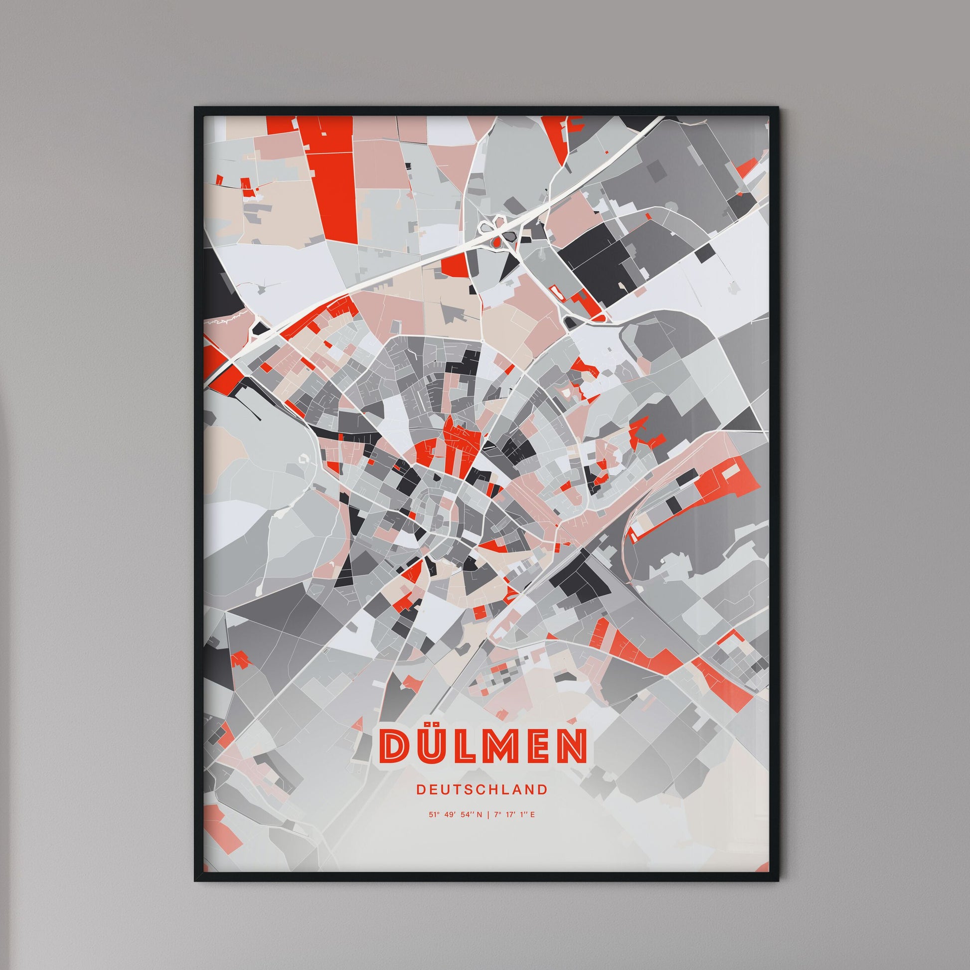 Colorful DULMEN GERMANY Fine Art Map Modern