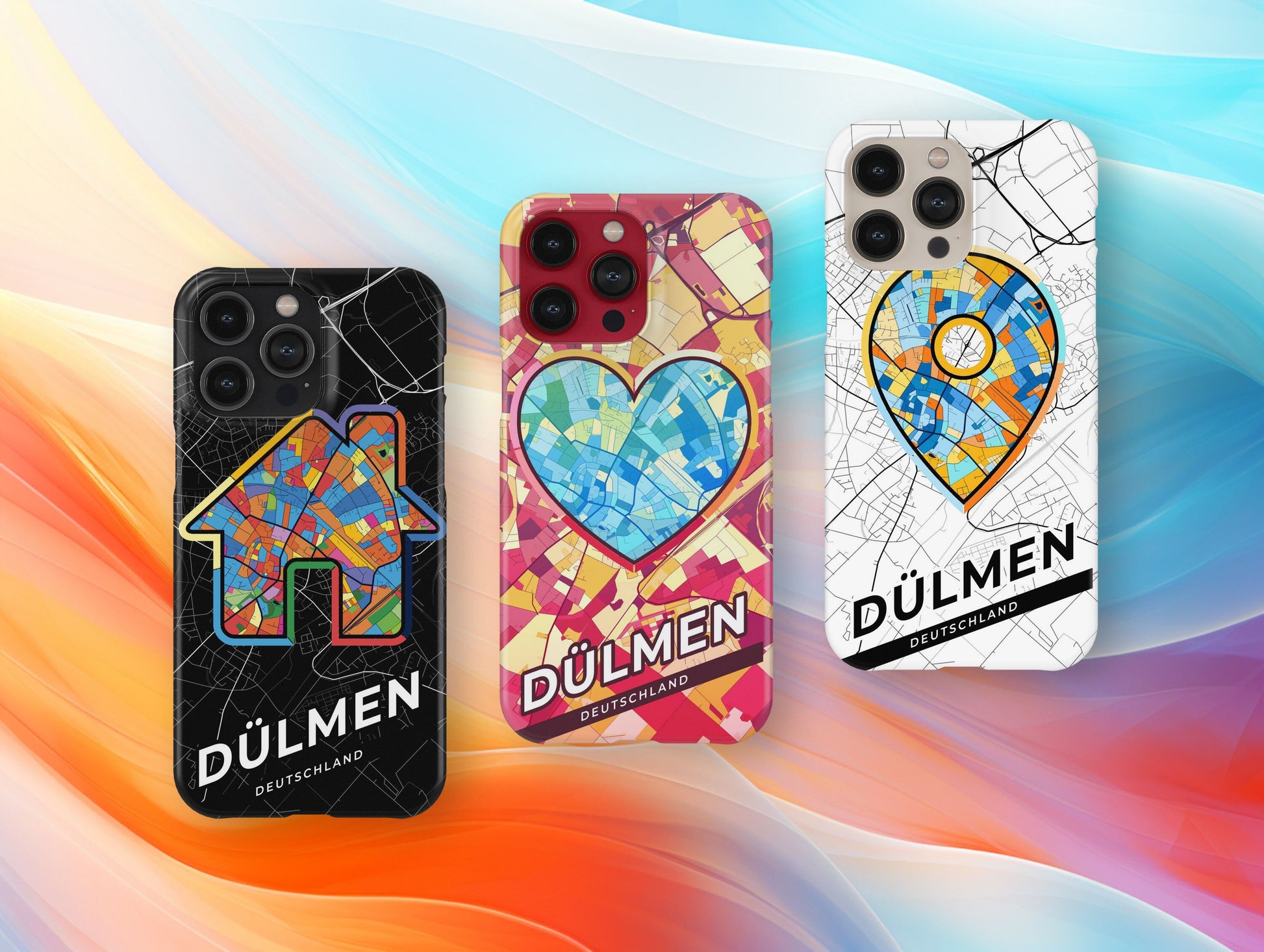 Dülmen Deutschland slim phone case with colorful icon. Birthday, wedding or housewarming gift. Couple match cases.