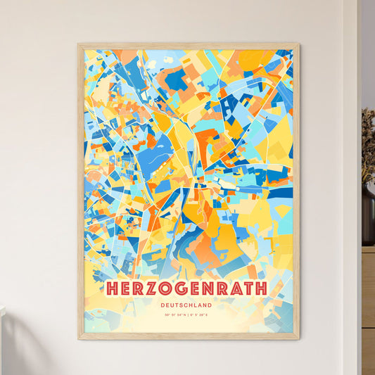 Colorful HERZOGENRATH GERMANY Fine Art Map Blue Orange