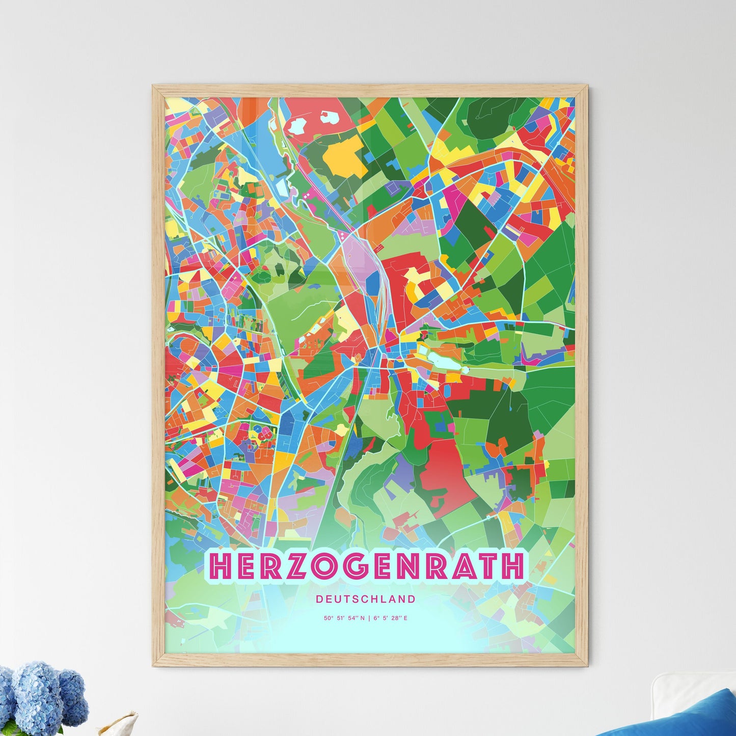 Colorful HERZOGENRATH GERMANY Fine Art Map Crazy Colors