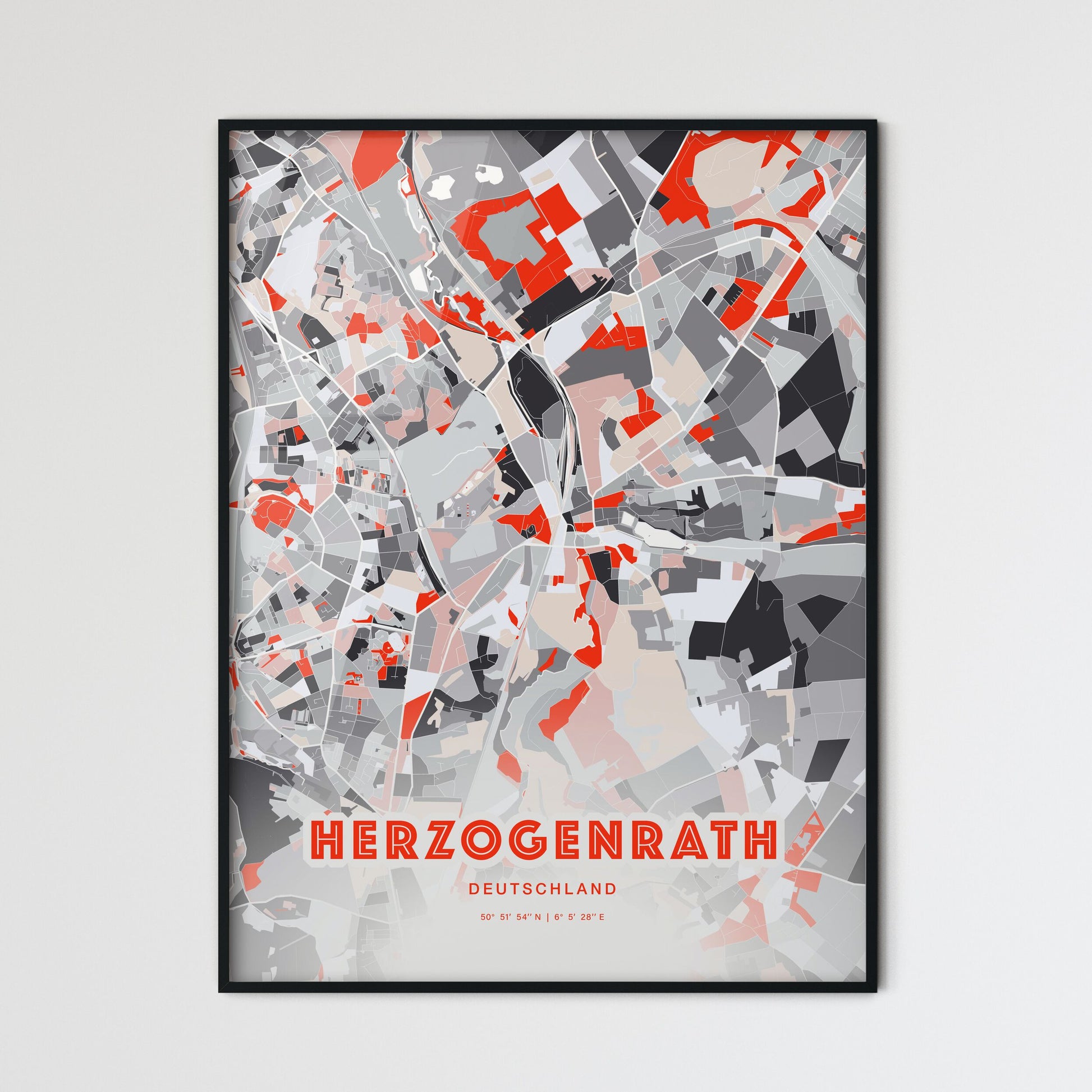 Colorful HERZOGENRATH GERMANY Fine Art Map Modern