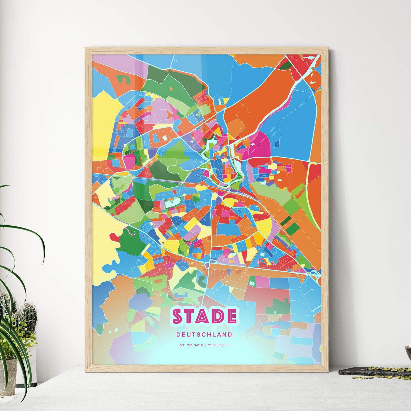 Colorful STADE GERMANY Fine Art Map Crazy Colors