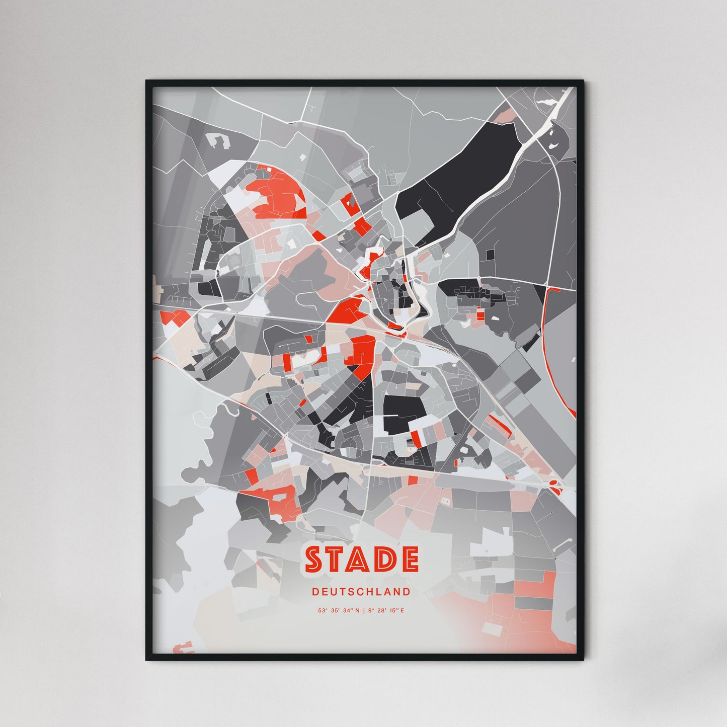 Colorful STADE GERMANY Fine Art Map Modern