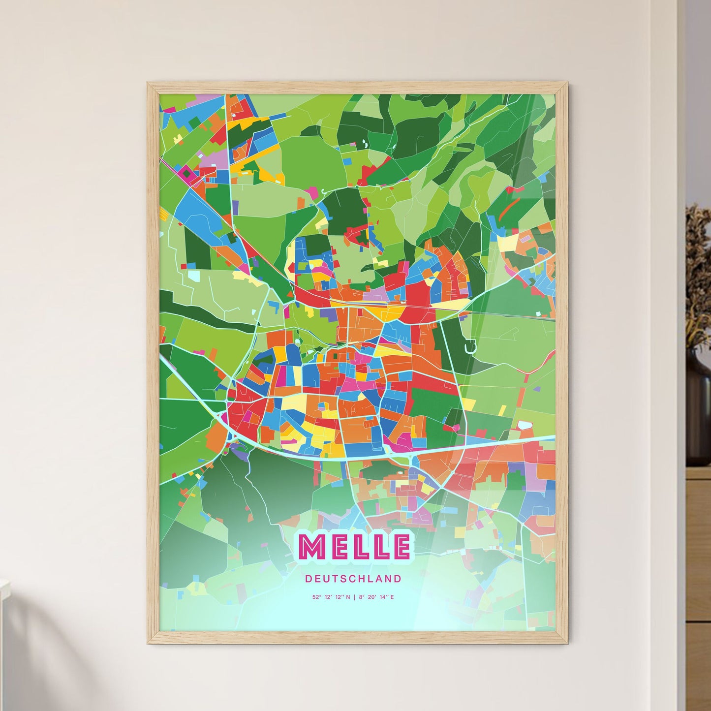 Colorful MELLE GERMANY Fine Art Map Crazy Colors