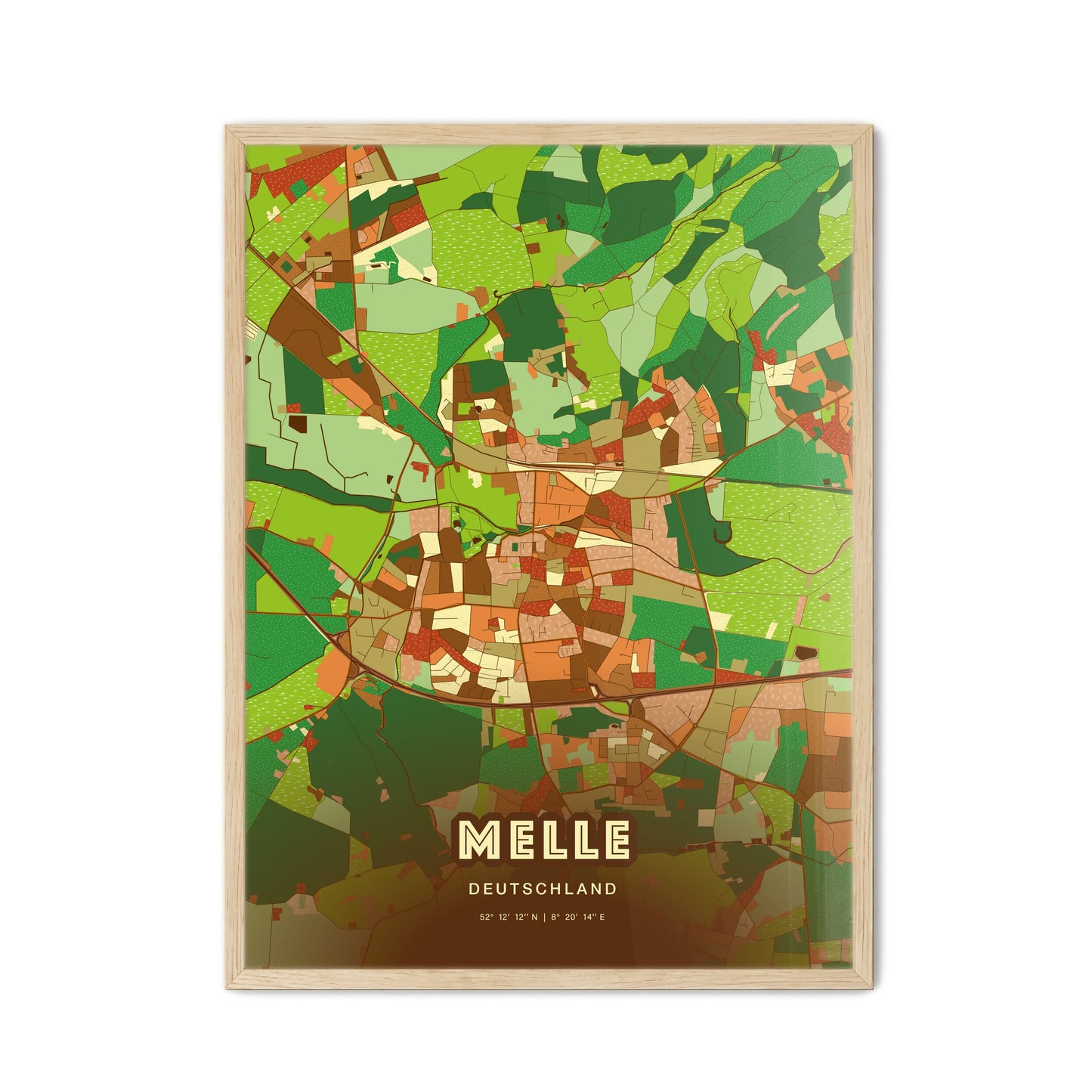 Colorful MELLE GERMANY Fine Art Map Farmhouse