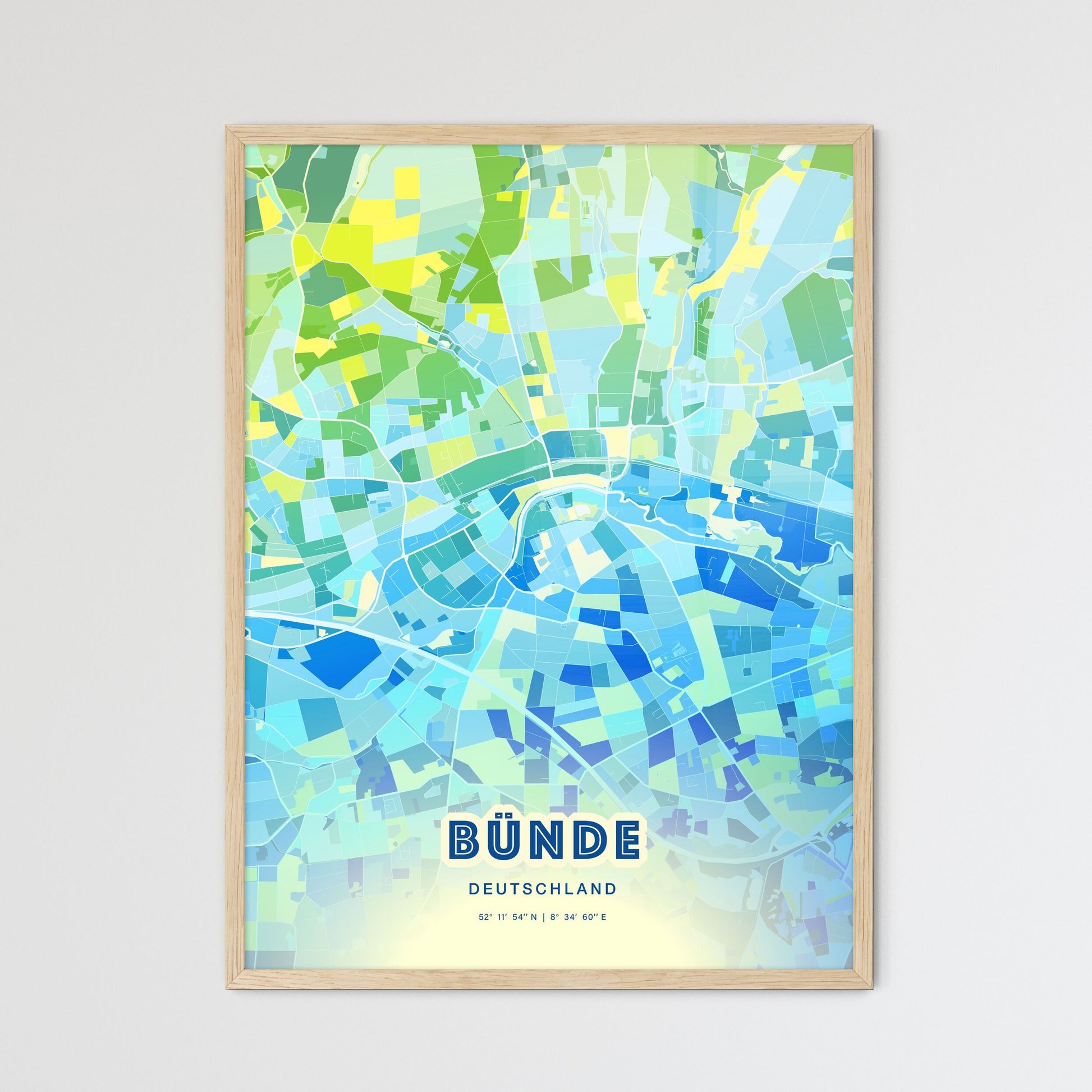 Colorful BUNDE GERMANY Fine Art Map Cool Blue