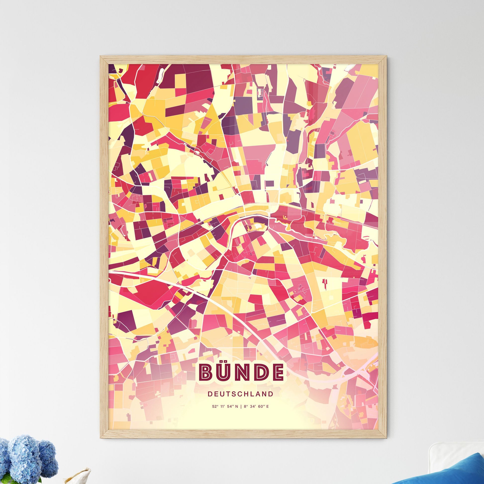 Colorful BUNDE GERMANY Fine Art Map Hot Red