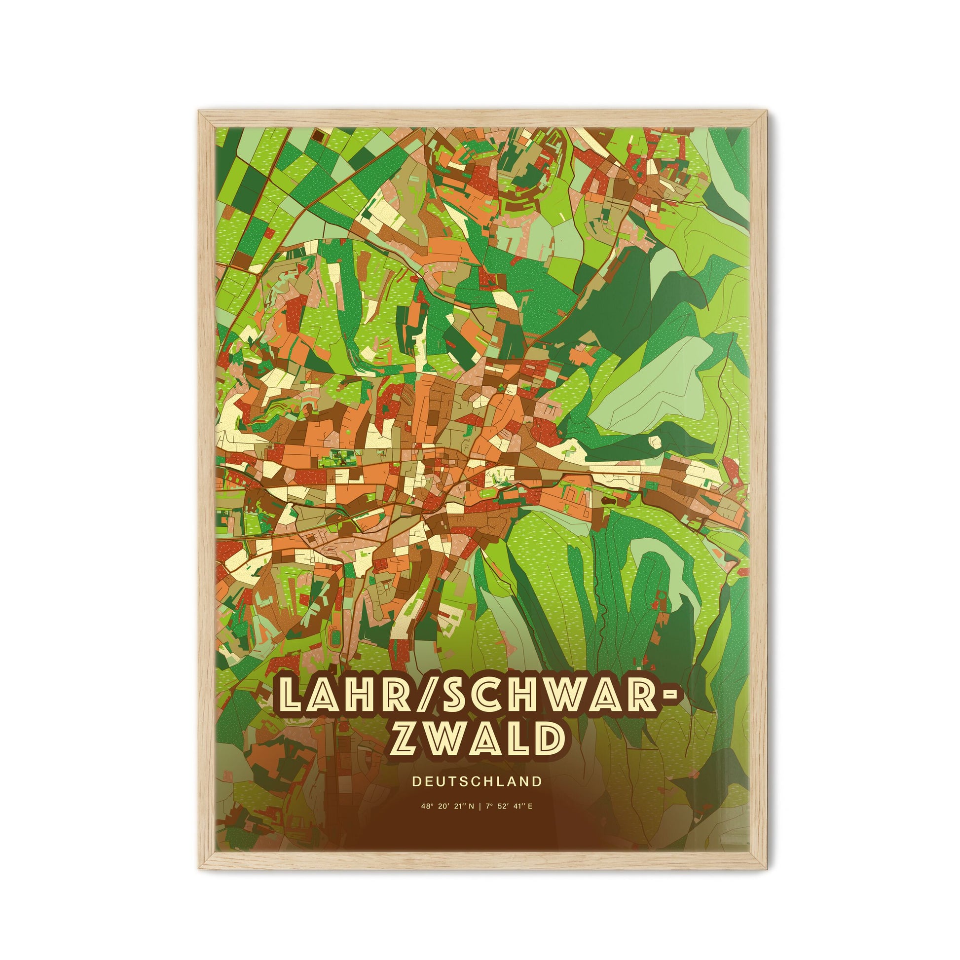 Colorful LAHR/SCHWARZWALD GERMANY Fine Art Map Farmhouse