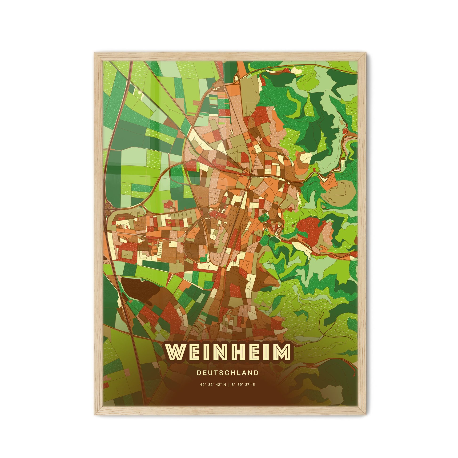 Colorful WEINHEIM GERMANY Fine Art Map Farmhouse