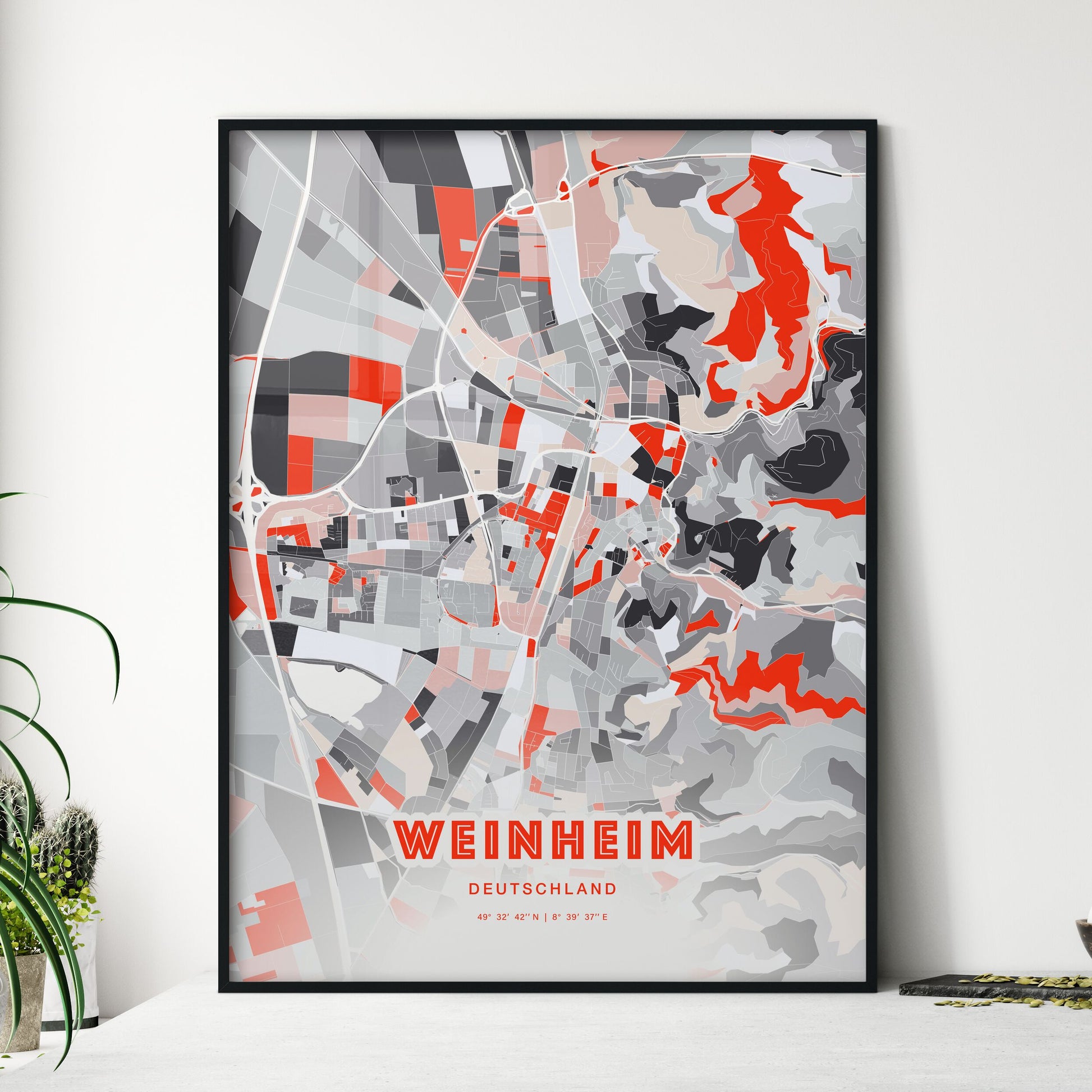 Colorful WEINHEIM GERMANY Fine Art Map Modern