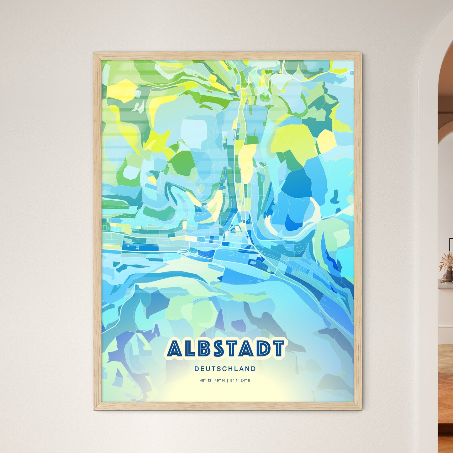 Colorful ALBSTADT GERMANY Fine Art Map Cool Blue