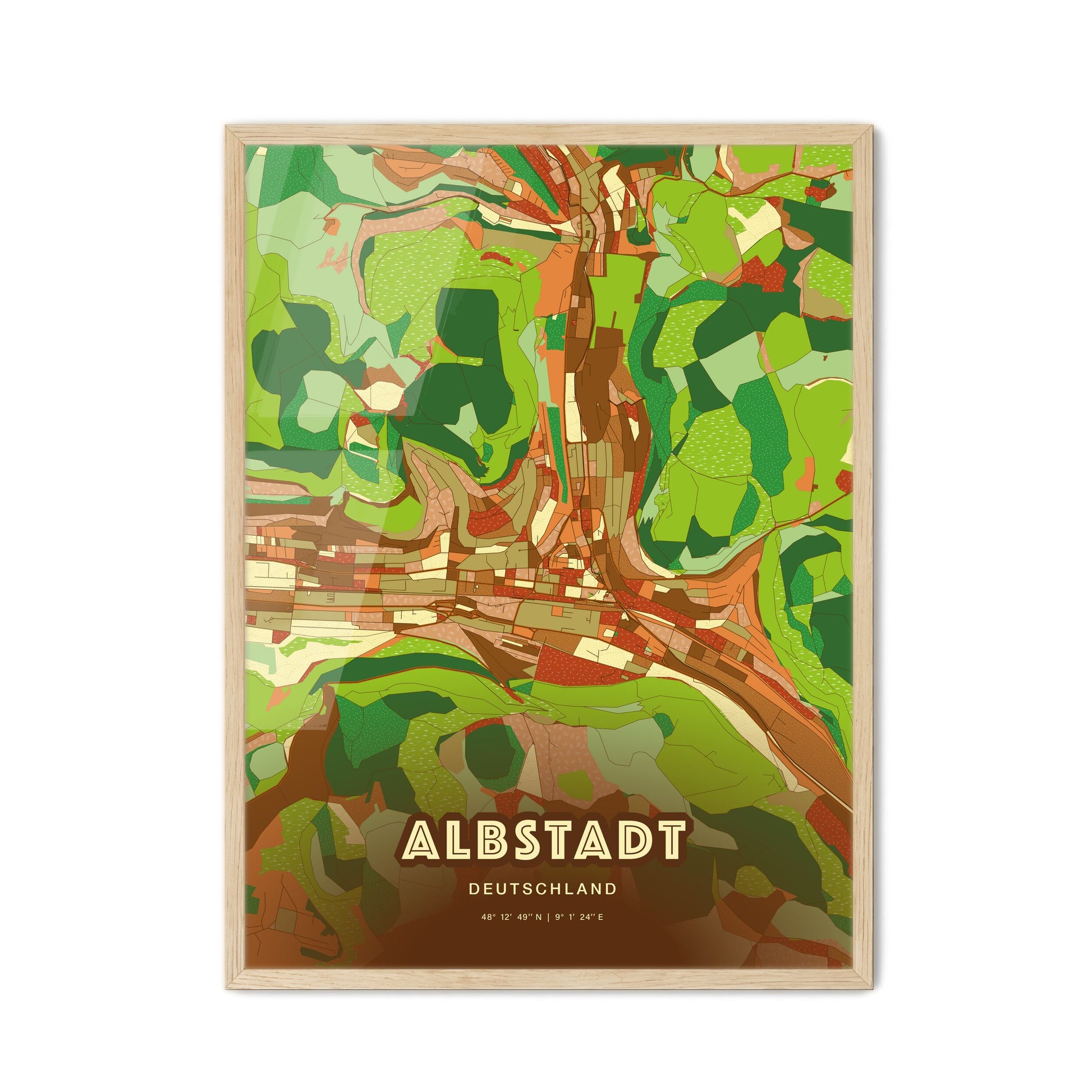 Colorful ALBSTADT GERMANY Fine Art Map Farmhouse