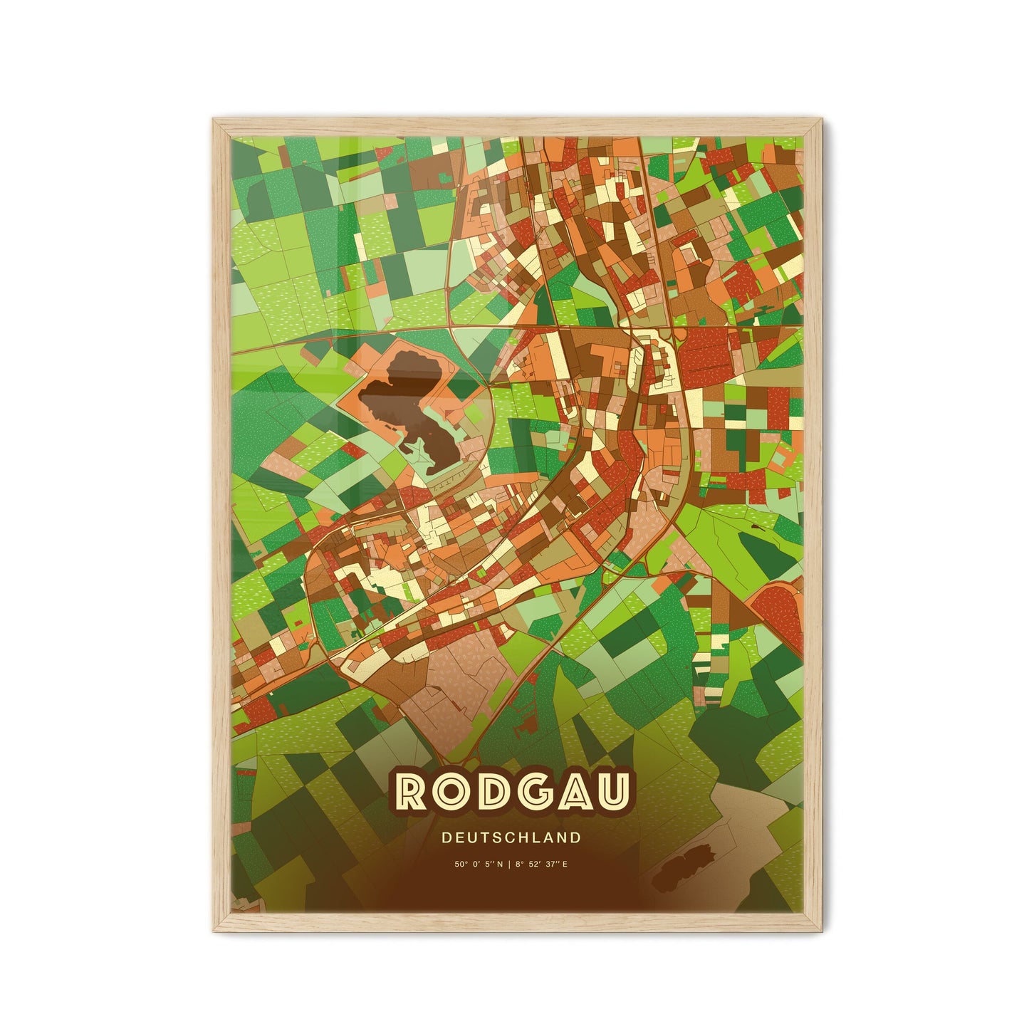 Colorful RODGAU GERMANY Fine Art Map Farmhouse