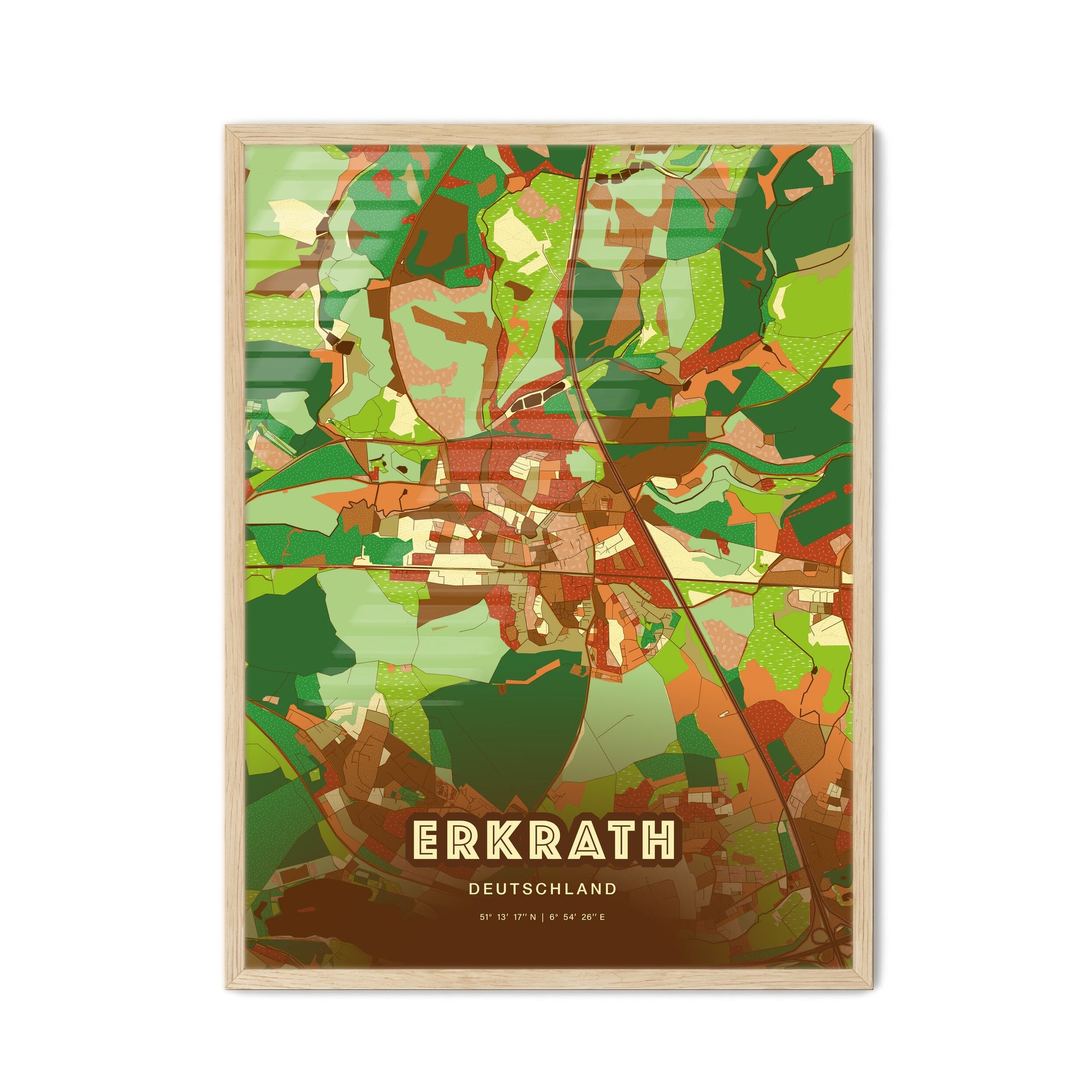 Colorful ERKRATH GERMANY Fine Art Map Farmhouse