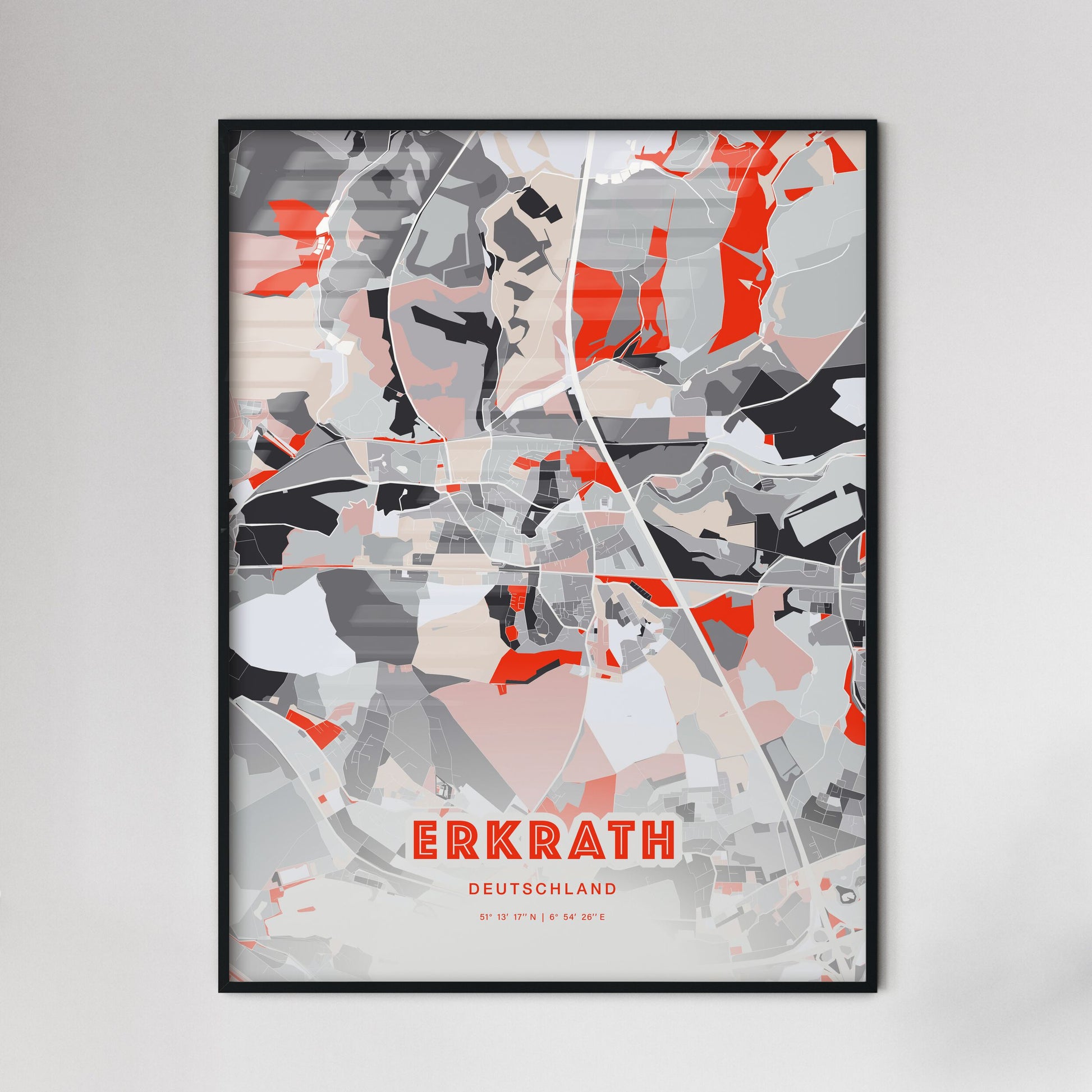 Colorful ERKRATH GERMANY Fine Art Map Modern