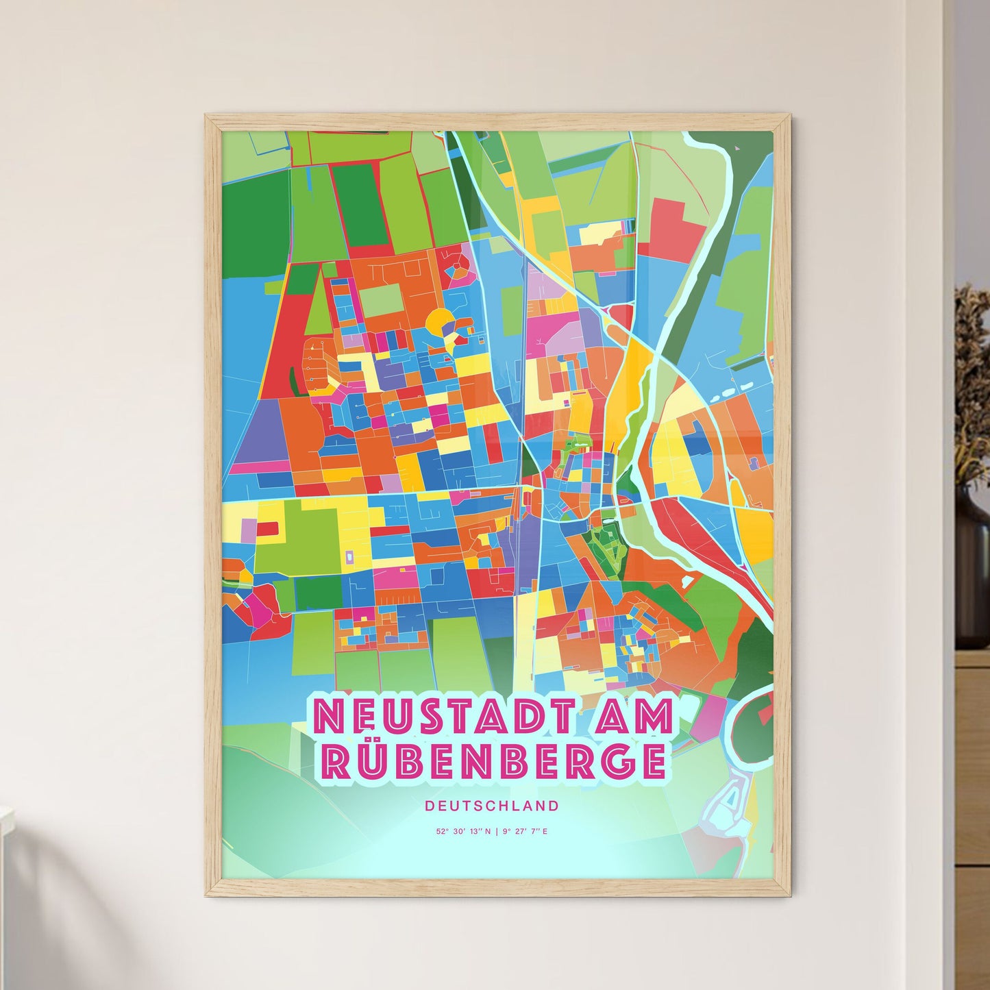 Colorful NEUSTADT AM RUBENBERGE GERMANY Fine Art Map Crazy Colors