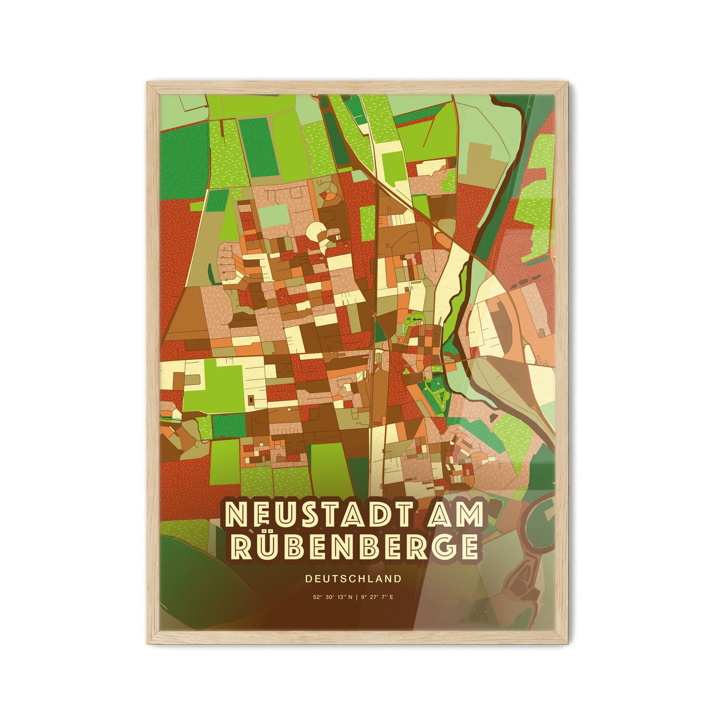 Colorful NEUSTADT AM RUBENBERGE GERMANY Fine Art Map Farmhouse