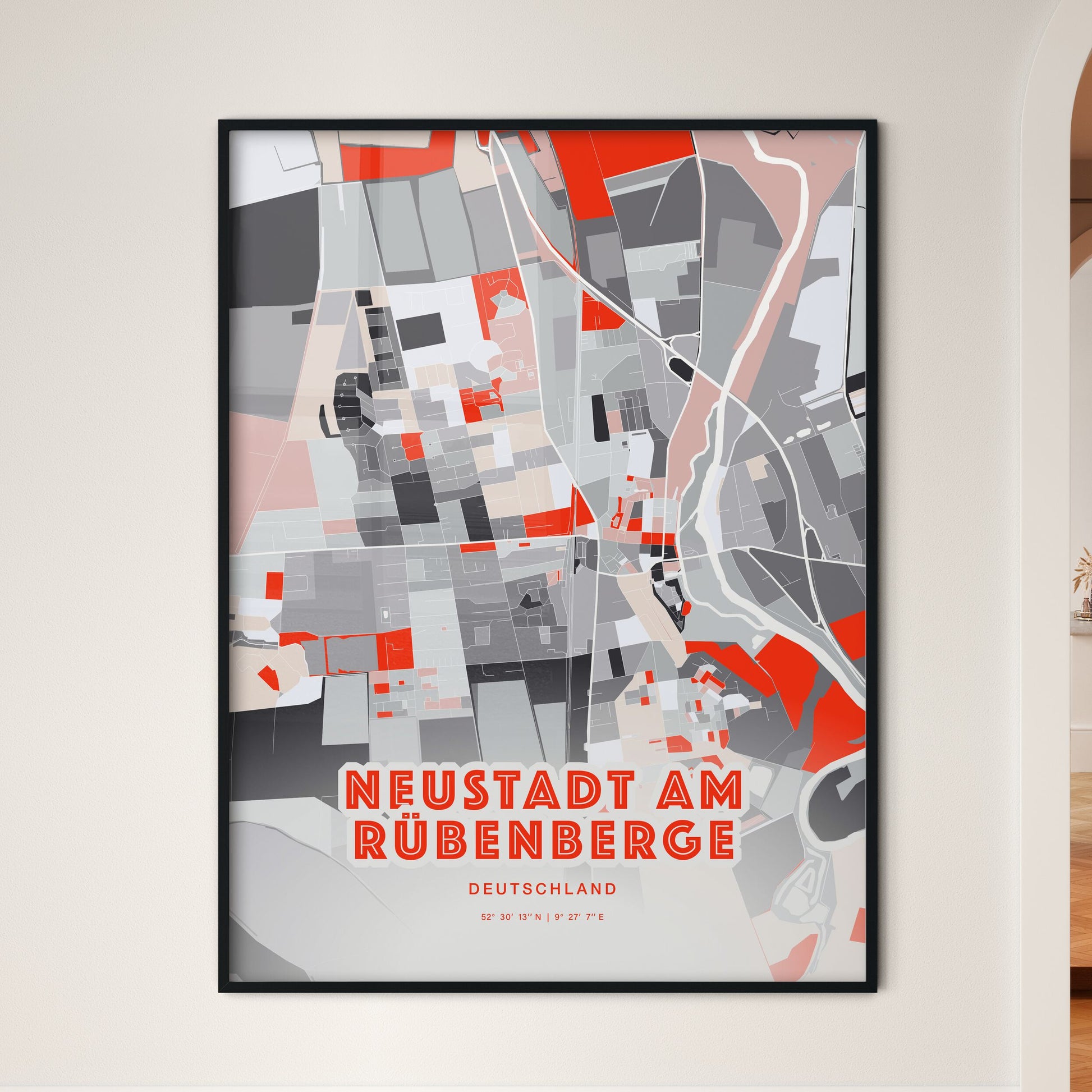 Colorful NEUSTADT AM RUBENBERGE GERMANY Fine Art Map Modern