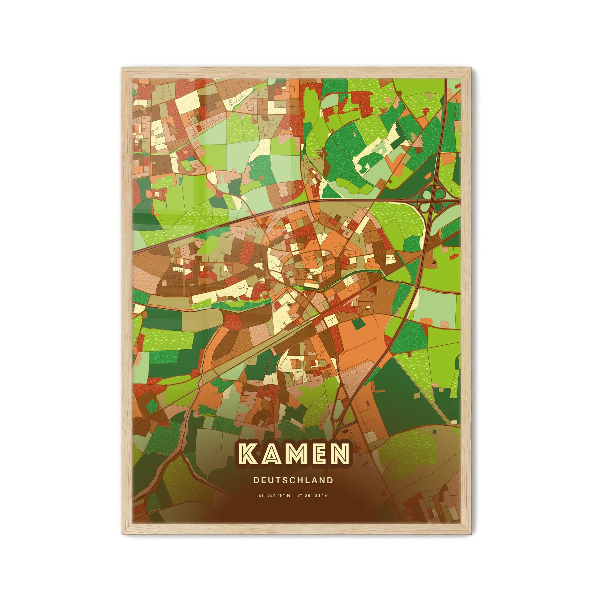 Colorful KAMEN GERMANY Fine Art Map Farmhouse