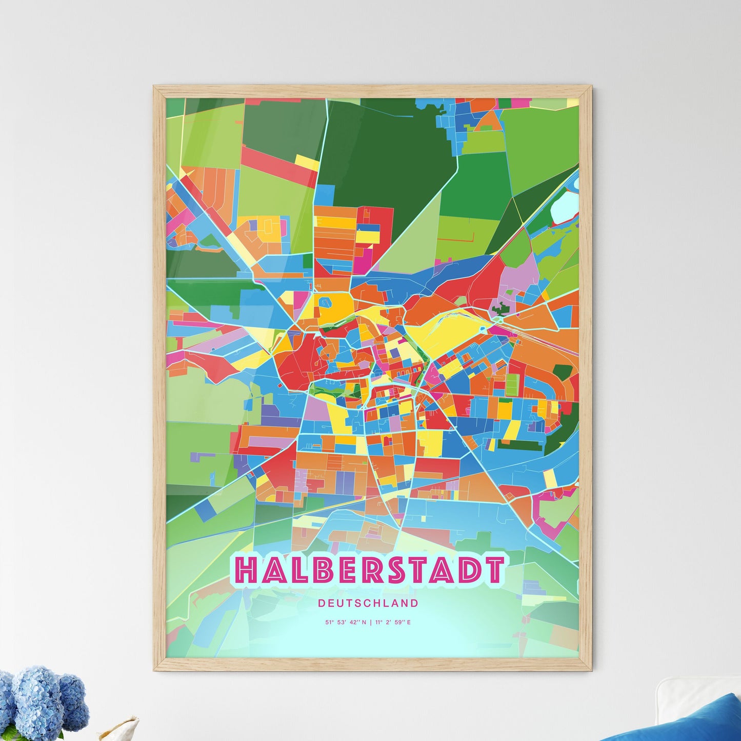 Colorful HALBERSTADT GERMANY Fine Art Map Crazy Colors