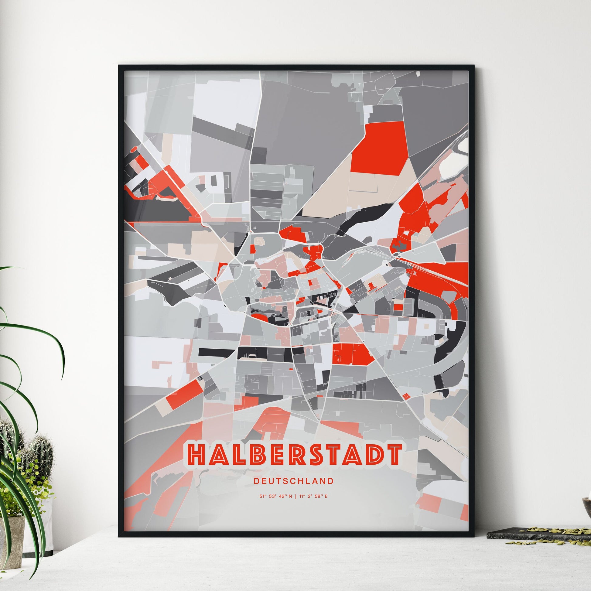 Colorful HALBERSTADT GERMANY Fine Art Map Modern