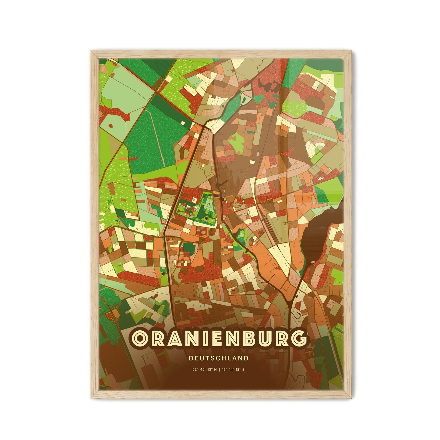 Colorful ORANIENBURG GERMANY Fine Art Map Farmhouse