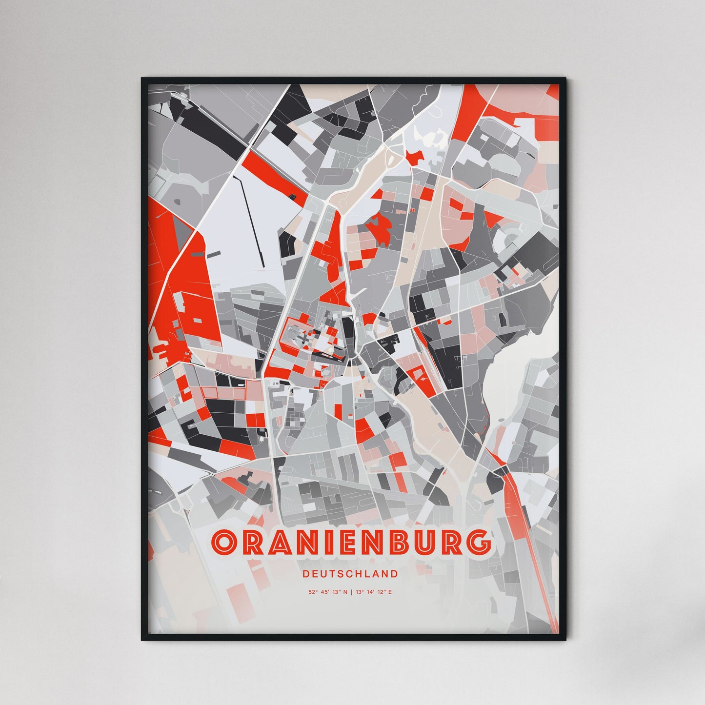 Colorful ORANIENBURG GERMANY Fine Art Map Modern