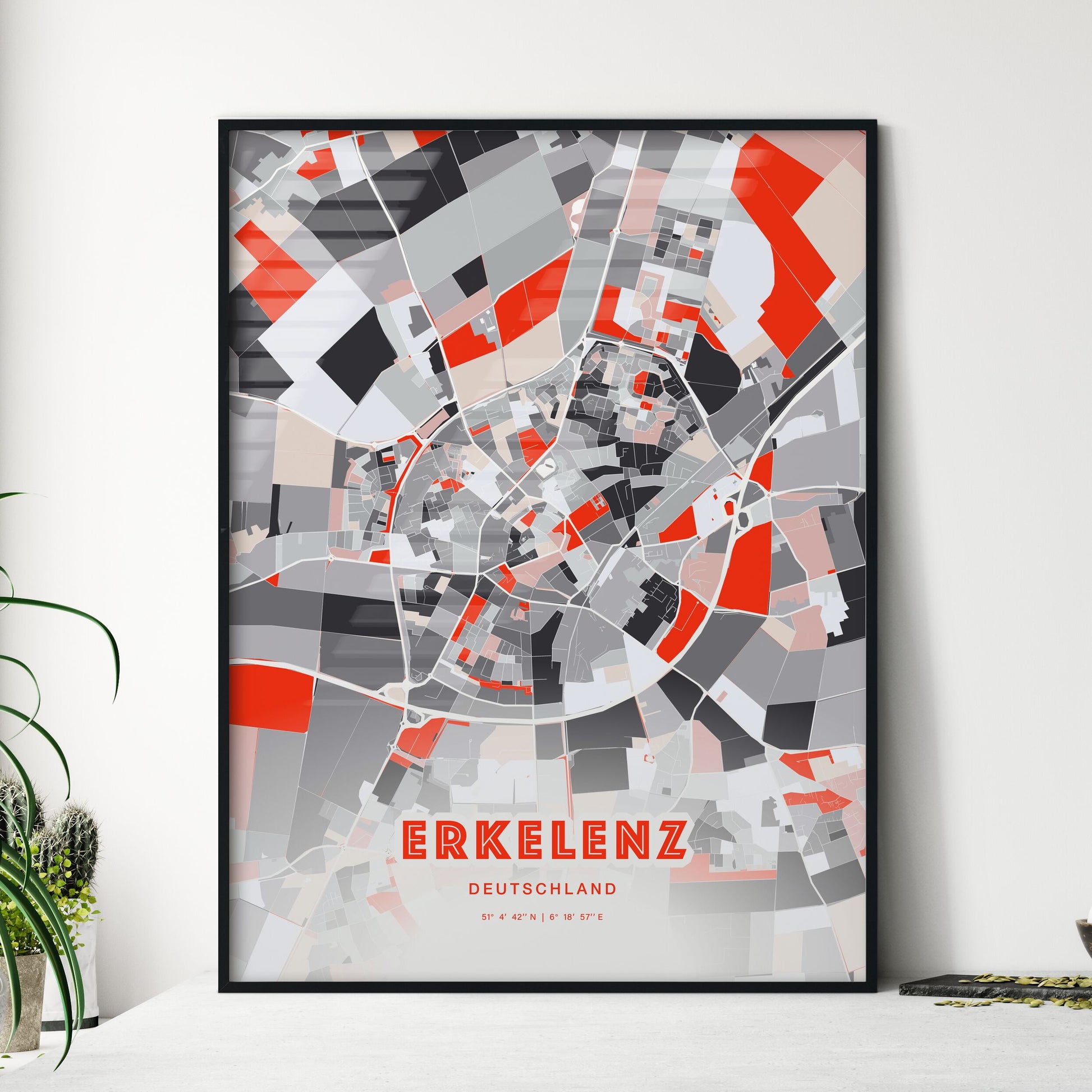 Colorful ERKELENZ GERMANY Fine Art Map Modern