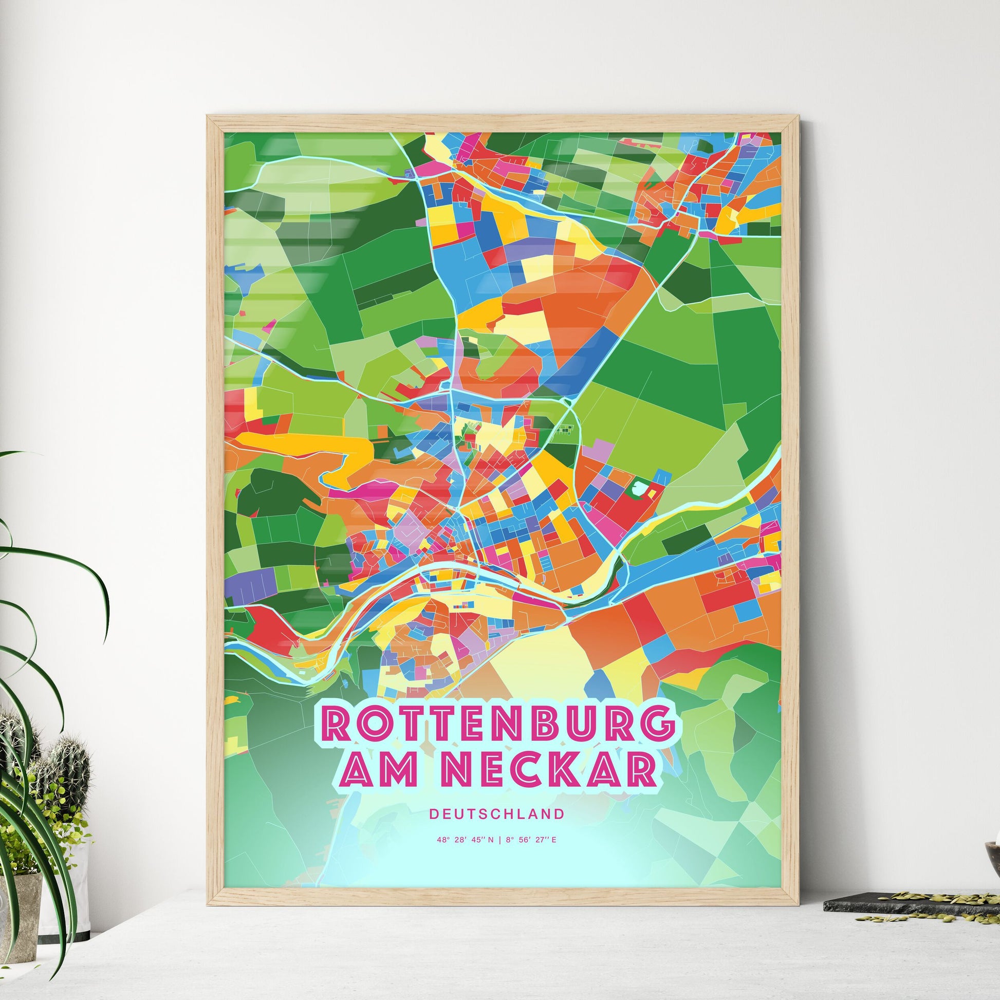 Colorful ROTTENBURG AM NECKAR GERMANY Fine Art Map Crazy Colors