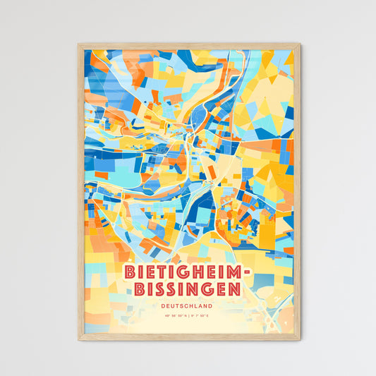 Colorful BIETIGHEIM-BISSINGEN GERMANY Fine Art Map Blue Orange