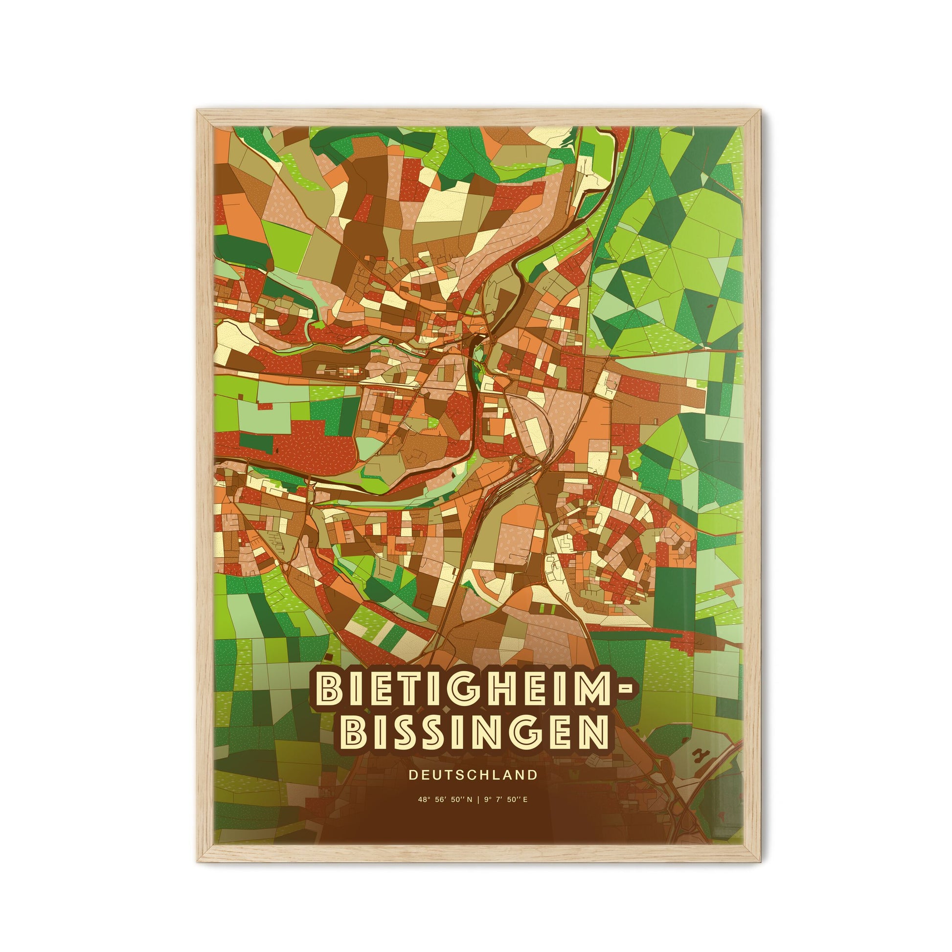 Colorful BIETIGHEIM-BISSINGEN GERMANY Fine Art Map Farmhouse