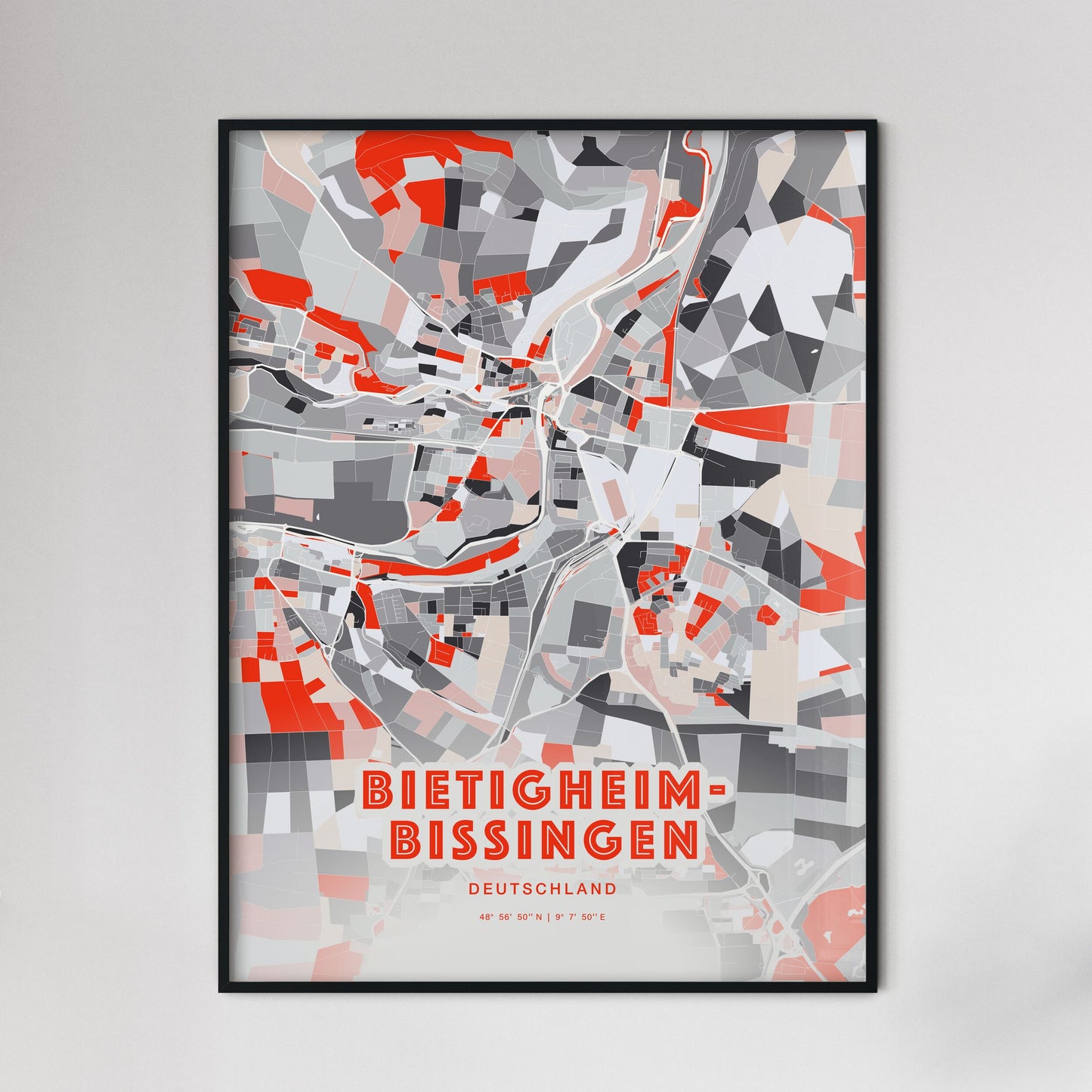 Colorful BIETIGHEIM-BISSINGEN GERMANY Fine Art Map Modern