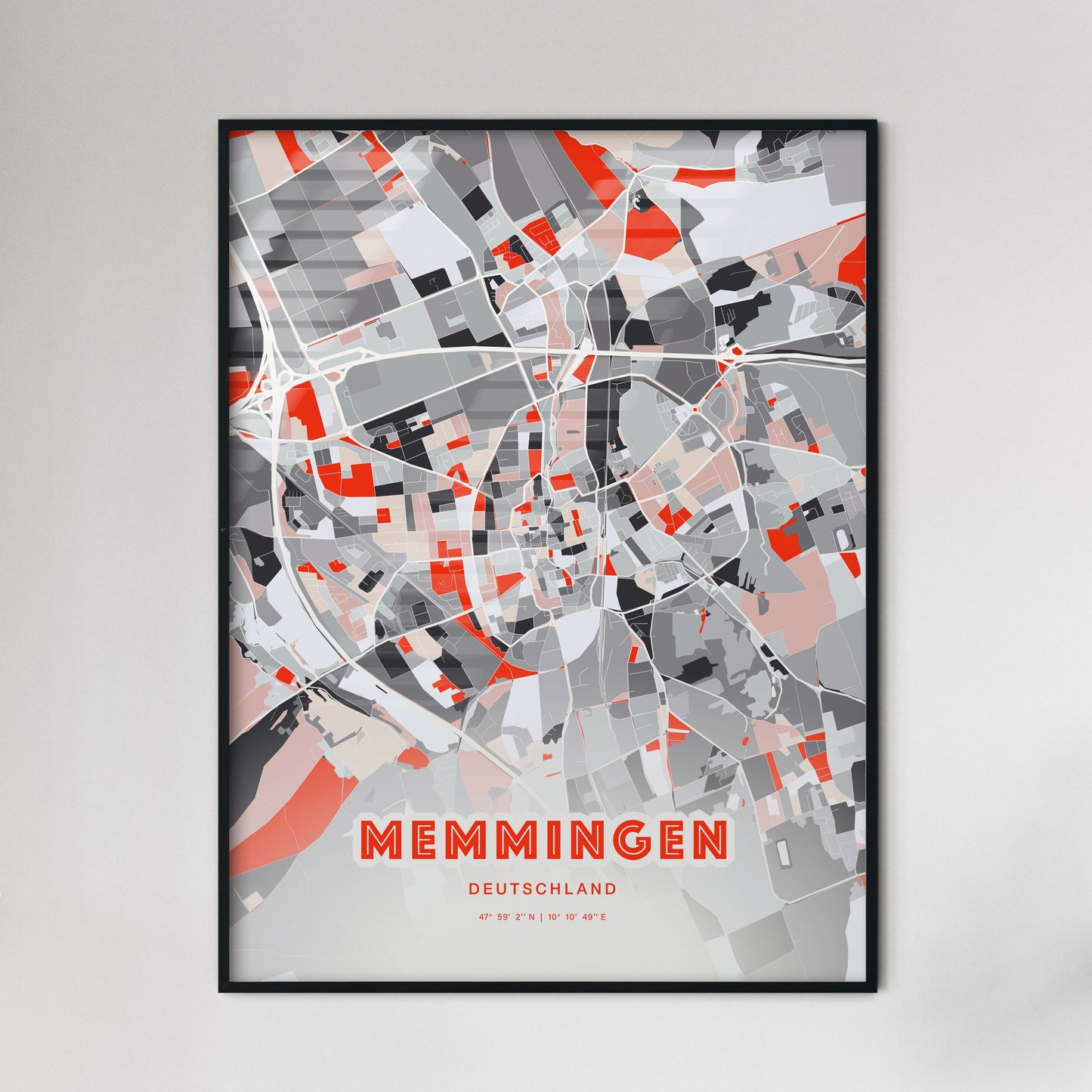 Colorful MEMMINGEN GERMANY Fine Art Map Modern