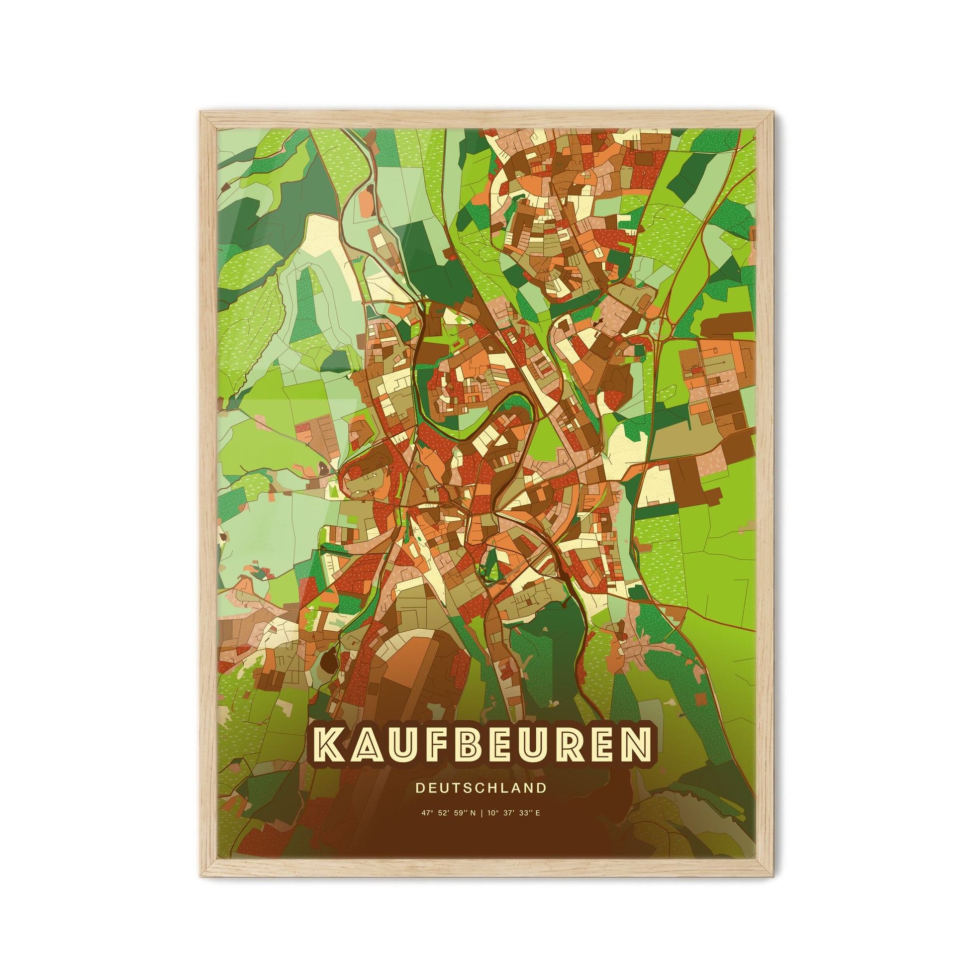 Colorful KAUFBEUREN GERMANY Fine Art Map Farmhouse