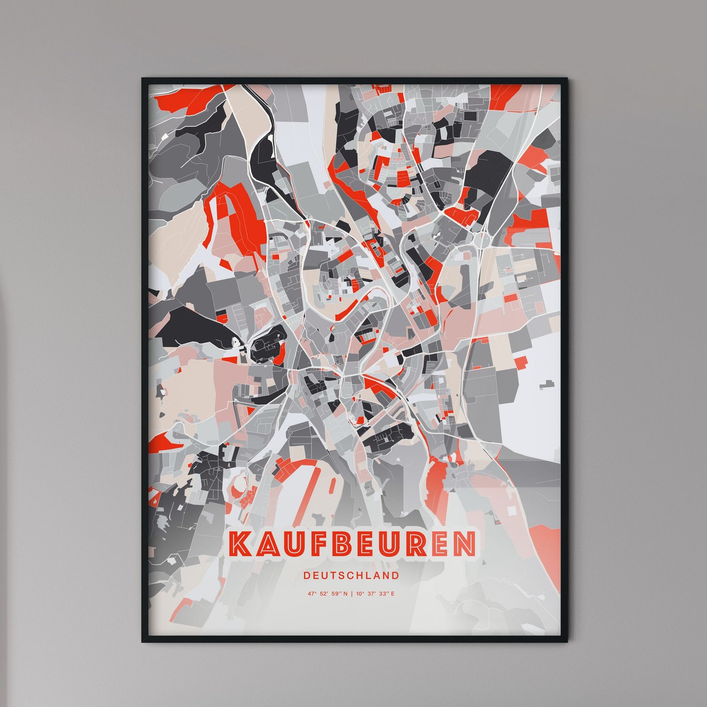 Colorful KAUFBEUREN GERMANY Fine Art Map Modern