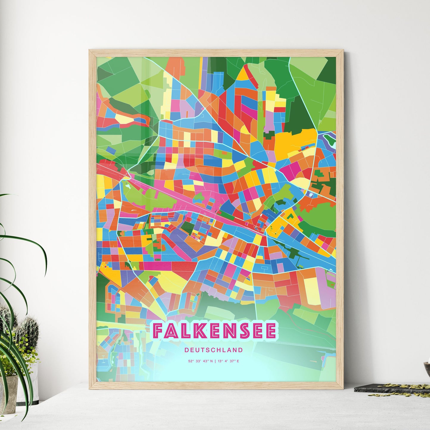 Colorful FALKENSEE GERMANY Fine Art Map Crazy Colors