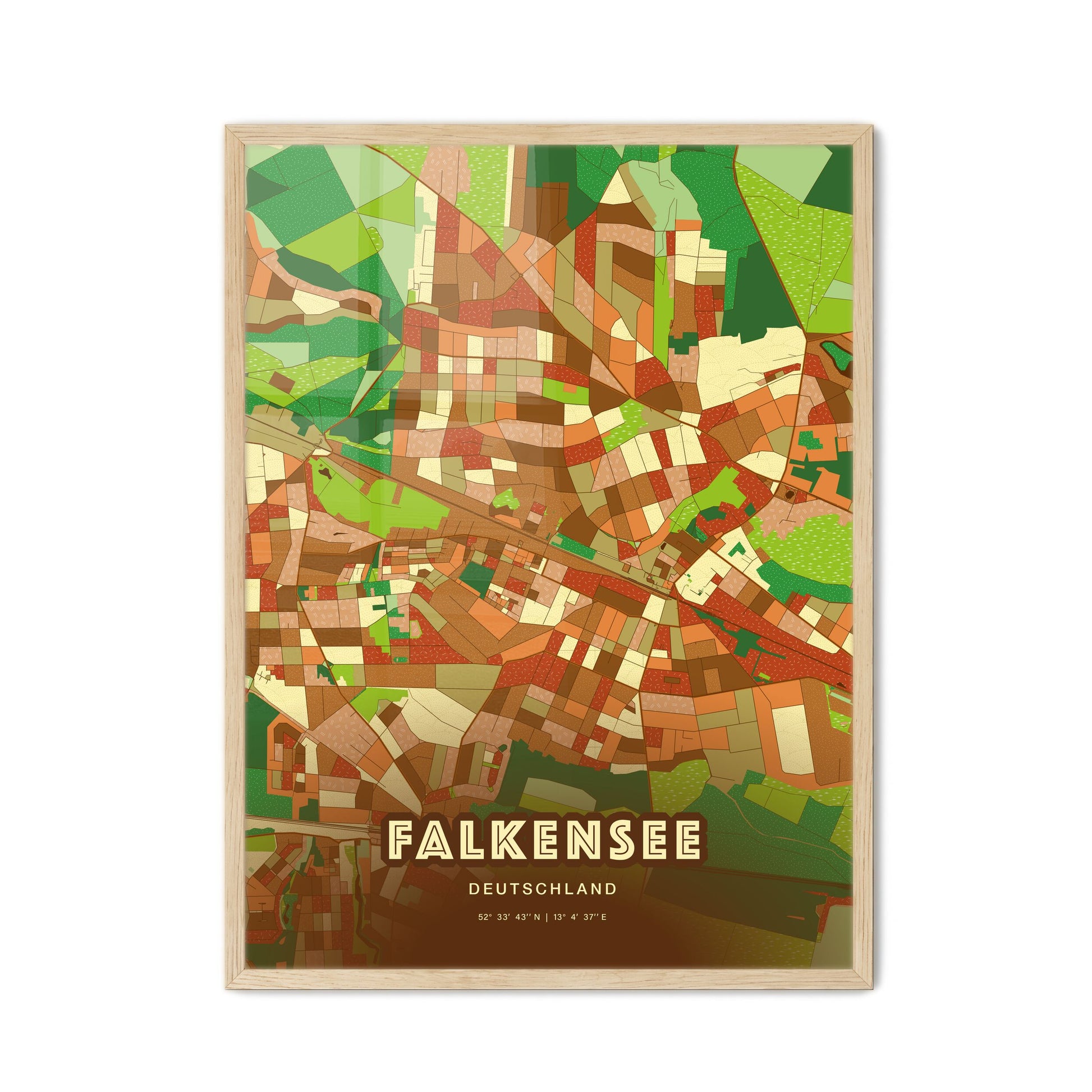 Colorful FALKENSEE GERMANY Fine Art Map Farmhouse